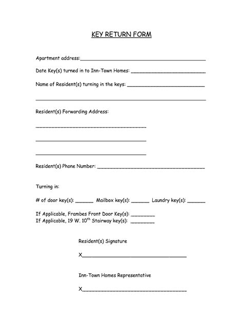 Key Return Receipt Form に対する画像結果