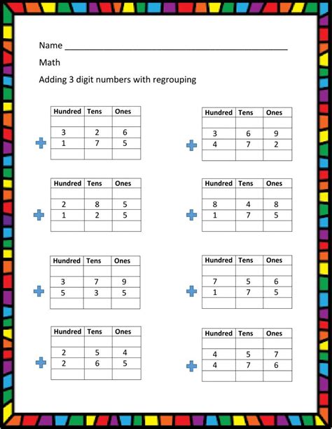 Image result for 3 Digit Addition Worksheets