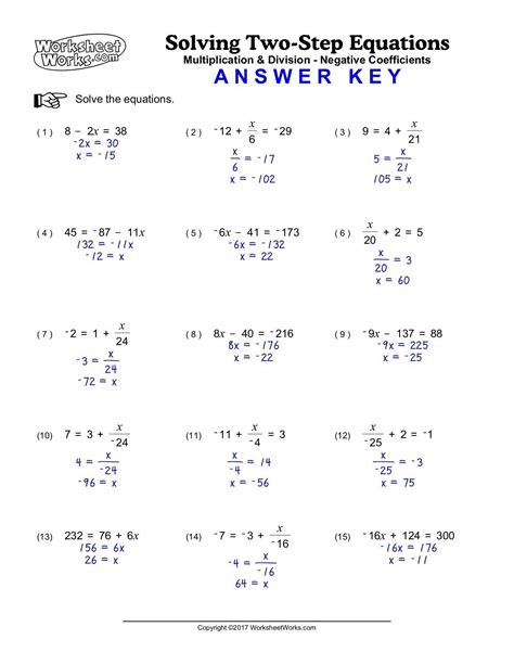 Afbeeldingsresultaten voor 2 Step Equations Whole Numbers Worksheet