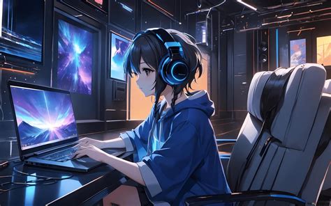 Toradh íomhá ar Anime Computer Concept