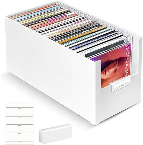 CD Storage Box, Stackable Plastic CD Organizer, Hold Up to 25 CDs, CD ...