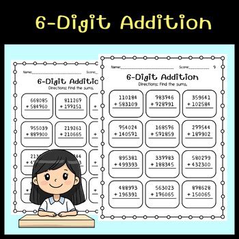 Image result for 6 Digit Addition Worksheets