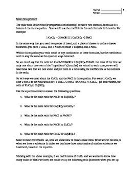 Image result for Mole Ratio Practice Problems