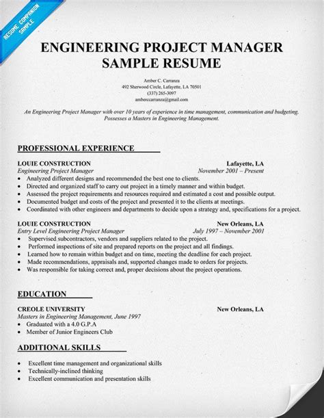 Image result for Civil Engineer Project Manager Resume Examples