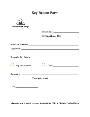 Image result for Key Return Receipt Form