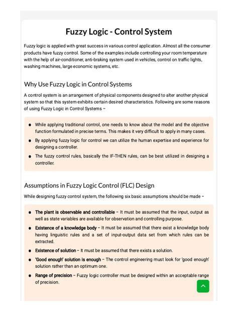 Fuzzy Logic - Control System | PDF | Fuzzy Logic | Applied Mathematics