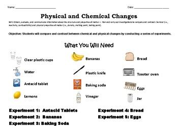 Physical and Chemical Change- Experiments by iTeach Special Ed | TPT