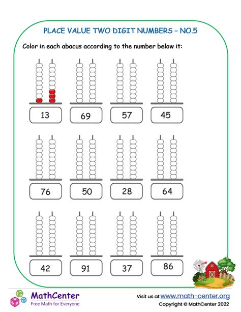 Toradh íomhá ar Place Value Matching Worksheet