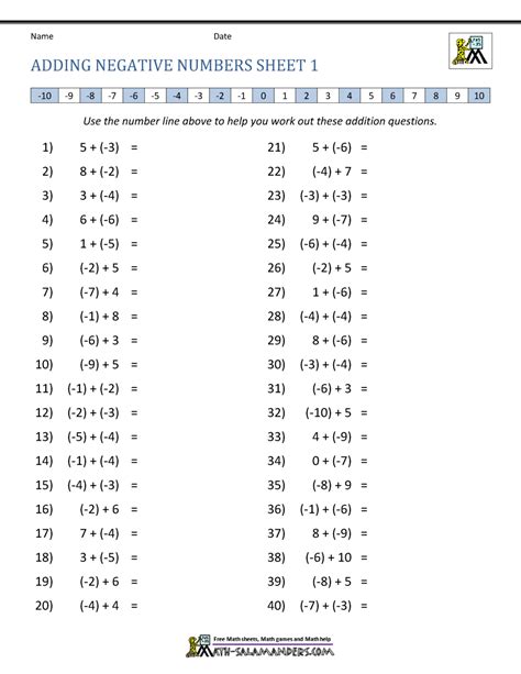 Image result for Negative Number Addition Worksheets