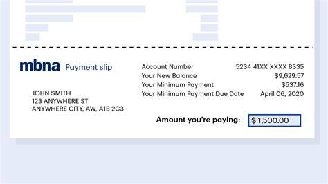 Toradh íomhá ar MBNA Credit Card Statement PDF