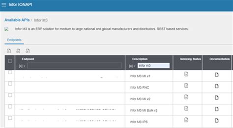 Infor API に対する画像結果