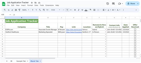 Toradh íomhá ar Job Application Spreadsheet Example