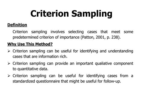 Image result for Criterion Sampling Method