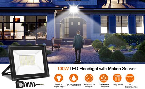 Image result for 100W LED Floodlight with PIR Sensor