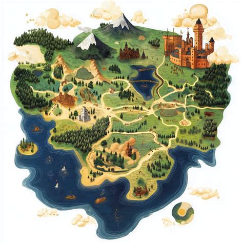 Toradh íomhá ar Colorful Fictional Place Map