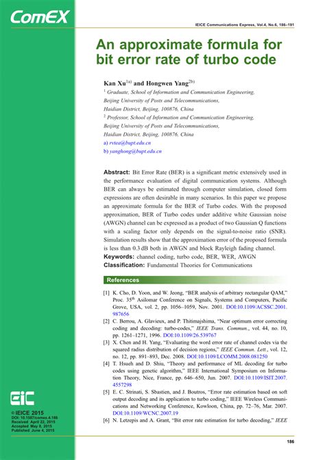Image result for Bit Error Rate Formula