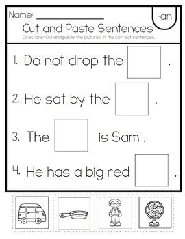 Worksheet That Cut and Paste Simple Sentences に対する画像結果