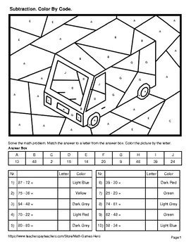 Image result for 2-Digit Subtraction Coloring Sheet