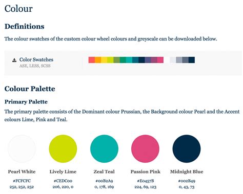 Toradh íomhá ar Style Guide Color Palette