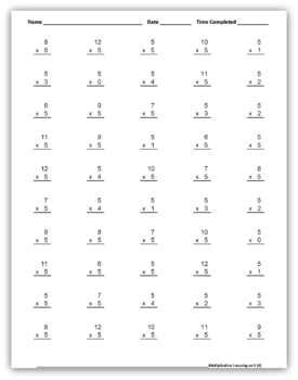 Image result for 50 Multiplication Questions 5 Digit
