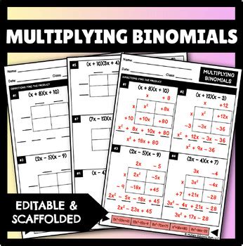 Image result for Multiplying Binomials Practice Sheet Easy