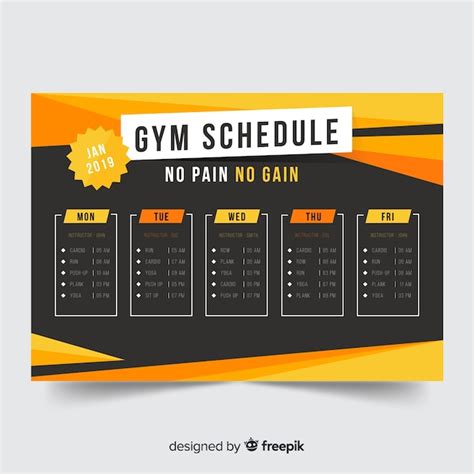Image result for Gym Timetable Example