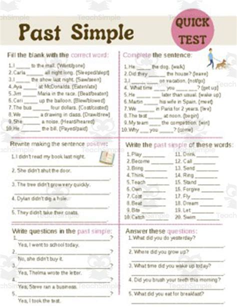 Image result for Past Simple Test Printable