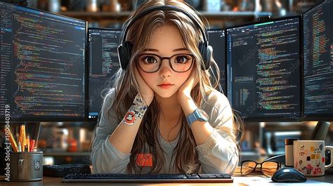Image result for Anime Girl Computer Programmer