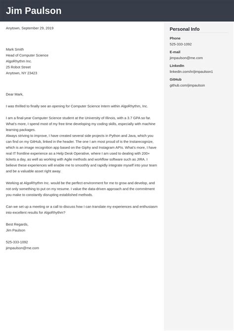 Computer Science Cover Letter Sample に対する画像結果