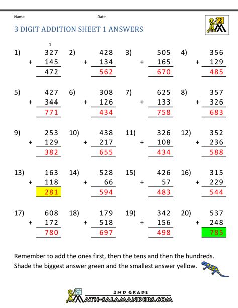 Image result for Math Drills 3-Digit Addition