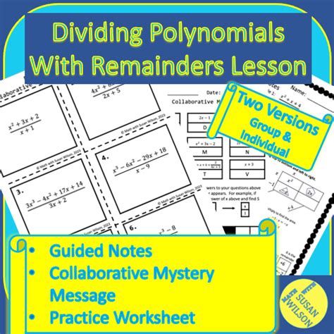 Basic Polynomial Division Worksheet D with Worksheet and Answer Worksheet に対する画像結果