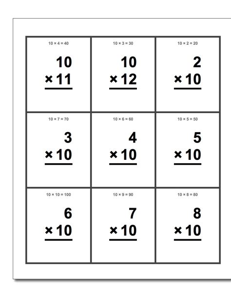 Image result for Multiplication Flash Cards Printable