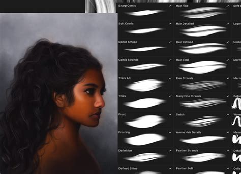 Toradh íomhá ar Curly Hair Procreate Brush