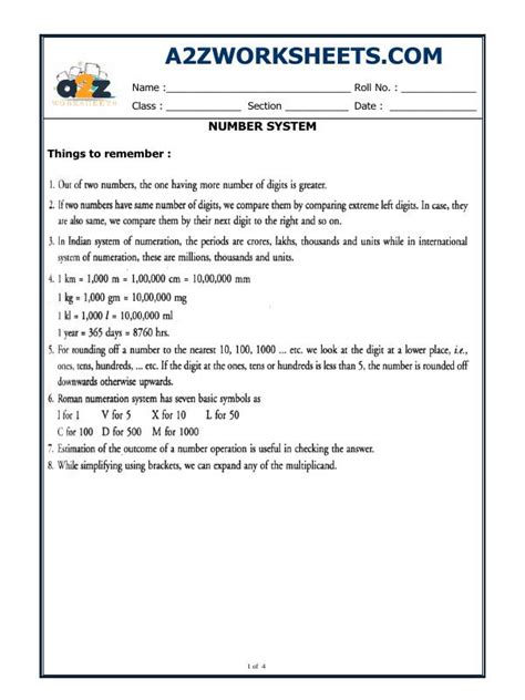 Image result for Number System Class 9 Worksheet with Answers