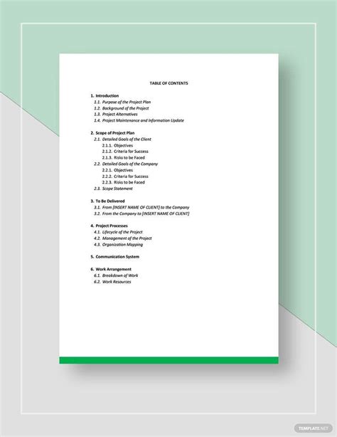 نتيجة الصورة لـ Sample Project Plan Document