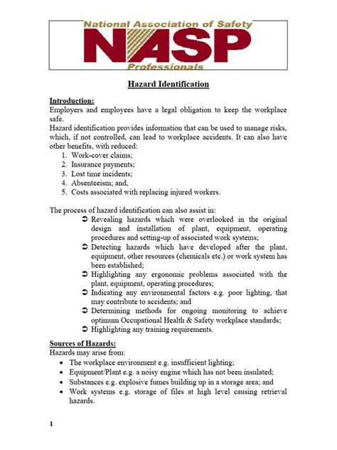 Image result for Example of Hazard Identification