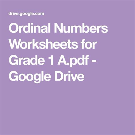 Image result for Ordinal Numbers Worksheet for Class 1