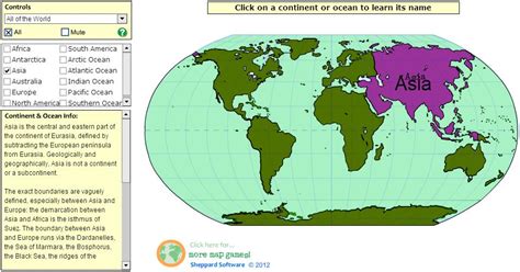 Interactive map of the World Continents and Oceans of the World ...