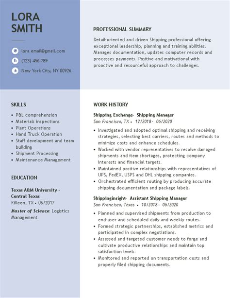 Shipping and Receiving Resume Examples に対する画像結果