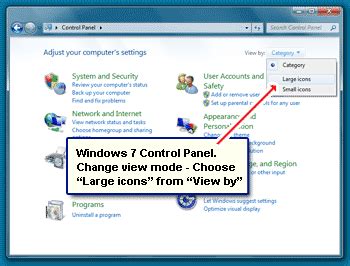 Image result for Windows 7 Control Panel Layout