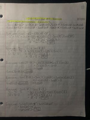 Toradh íomhá ar Trigonometry Math Note