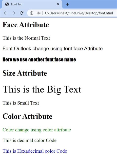 Image result for Font Tag Attributes in HTML