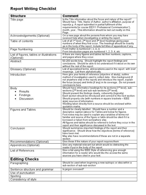 Afbeeldingsresultaten voor Report Writing Checklist