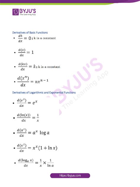 Image result for Differantiation Formulas