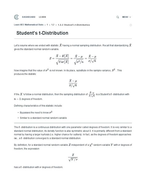 Image result for Student T Distribution Formula