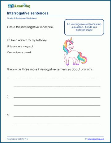 Image result for Interrogative Worksheet for Class 5