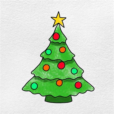 Easy Christmas Tree Drawing - HelloArtsy