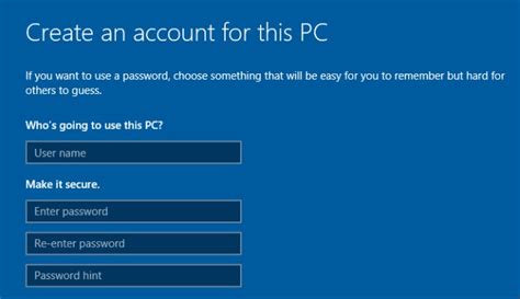 Image result for Creating a Local Account Windows 1.0