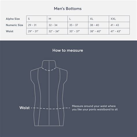 Image result for Men's Bottoms Size Chart