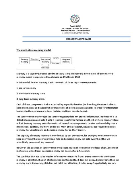 Image result for Multi-Store Memory Model Labelled